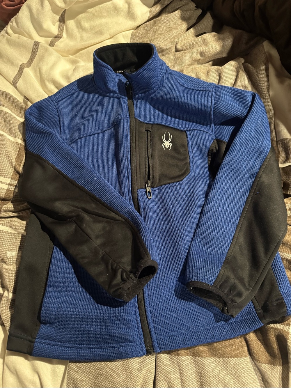 Spyder Blue & Black Fleece Jacket with Chest Zip